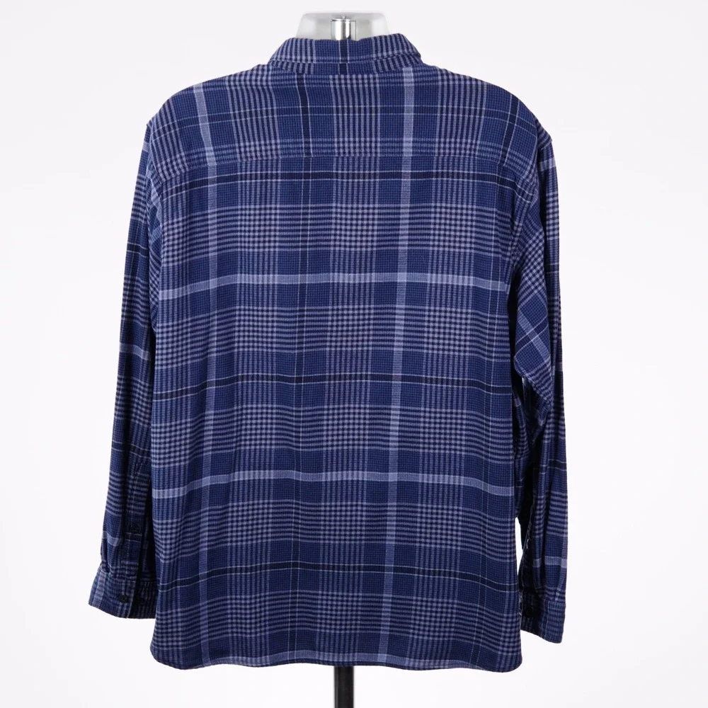 Columbia Mens 3XL Flannel Blue Plaid Button Down Shirt Big & Tall Long Sleeve